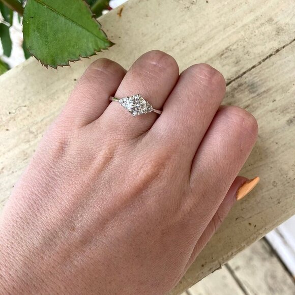 1 Ct Moissanite Engagement Ring, 925 Sterling Silver, Elegant & Opulent Style - Picture 3 of 4